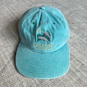 Vintage 1990s Catalina Island Adult Unisex Baby Blue Adjustable Velcro Hat